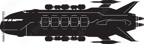 Heavy cargo spaceship silhouette vector illustration science fiction transport ship craft