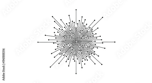 Intricate network of interconnected lines and nodes radiating outwards.