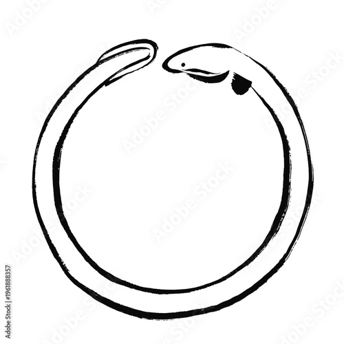 筆タッチの丸ポーズのうなぎのイラスト