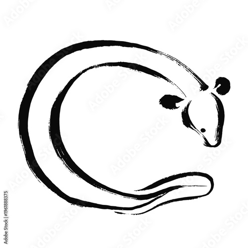 筆タッチの丸ポーズのうなぎのイラスト