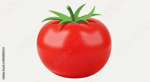 Fresh red tomato with green leaves on a white background healthy food concept