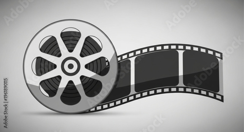 Film Reel and Film Strip Illustration - A Classic Symbol of Cinema.