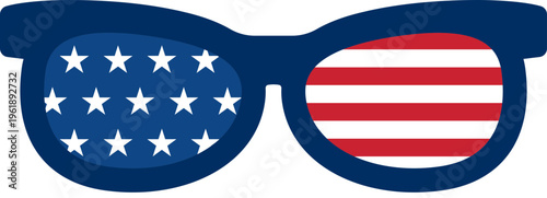 American Independence Day party glasses flat vector illustration isolated.
Patriotic party glasses with Star pattern for july4 celebration.
Transparent background. SVG.