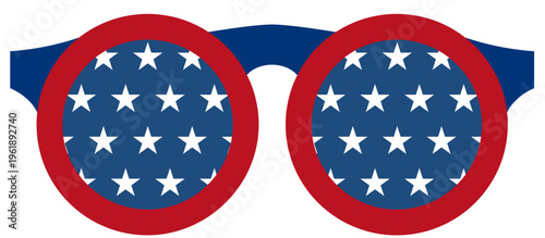 American Independence Day party glasses flat vector illustration isolated.
Patriotic party glasses with Star pattern for july4 celebration.
Transparent background. SVG.
