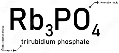 Trirubidium phosphate chemical formula with callout titles