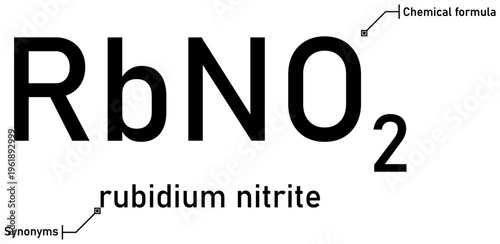 Rubidium nitrite chemical formula with callout titles