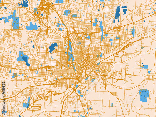 Billede på lærred City map poster — Canton, Ohio