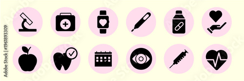 health, medical, heart rate, fitness, monitoring, healthcare, wellness, diagnosis, medical icons, vector Template