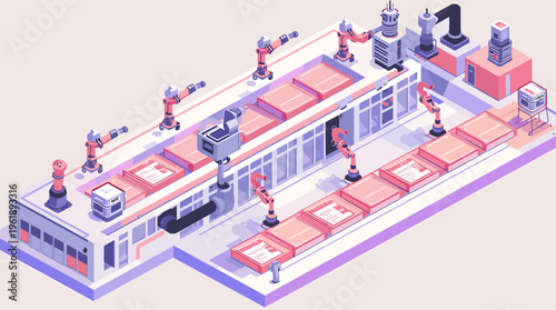 A stylized illustration of a modern building facade with a bold red accent, conveying innovation and sleek design.