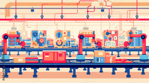 A stylized illustration of industrial elements in a modern aesthetic, conveying innovation and technology.