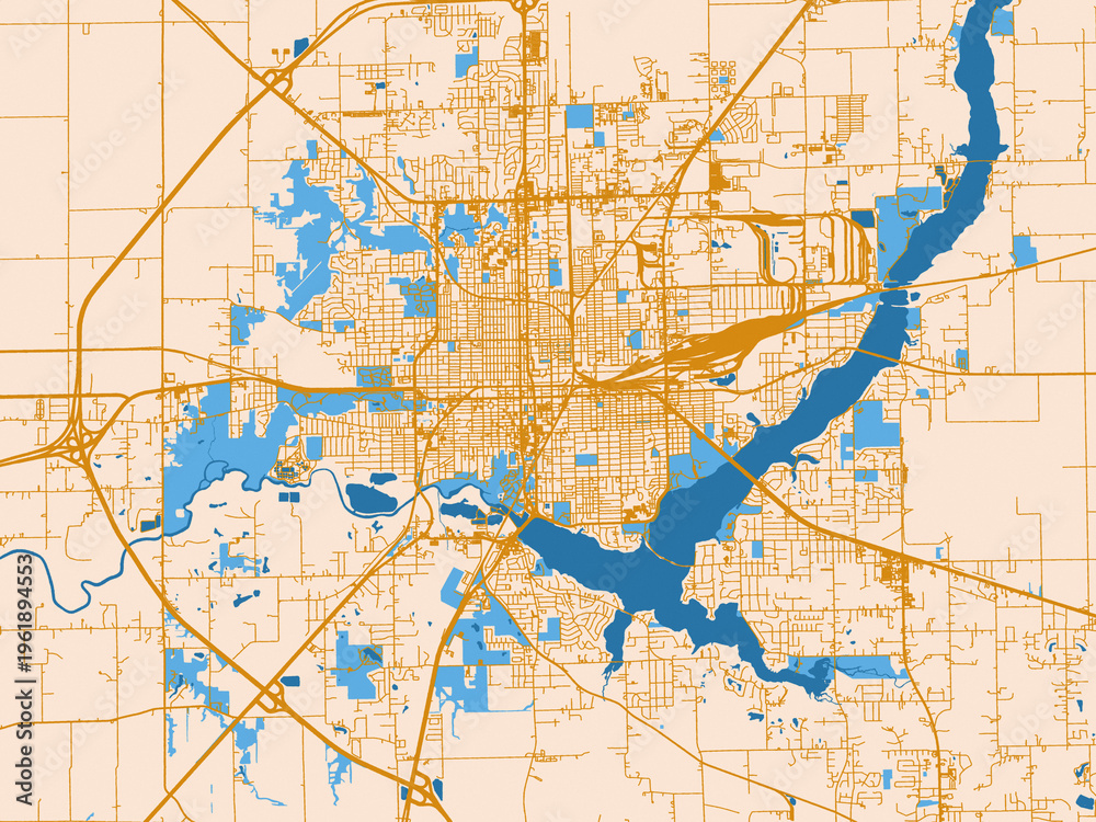 Naklejka premium Decatur, Illinois – street map