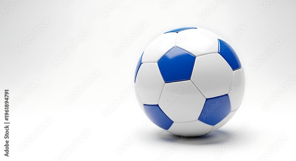 Fototapeta premium Blue and white soccer ball isolated on clean background sports equipment With shadow. AI GENERATED. 