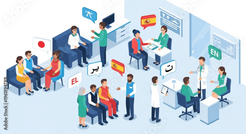 Multilingual Healthcare - Doctors and Patients Communicating in Different Languages.