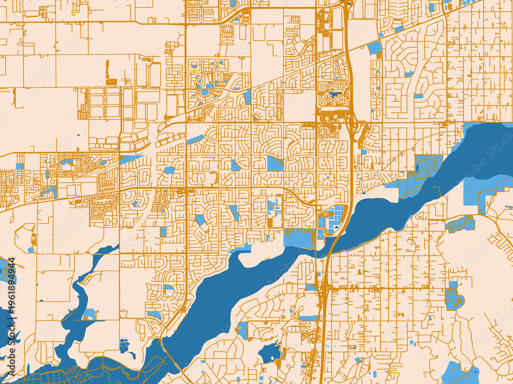 Fototapeta premium Eastvale street network map — California