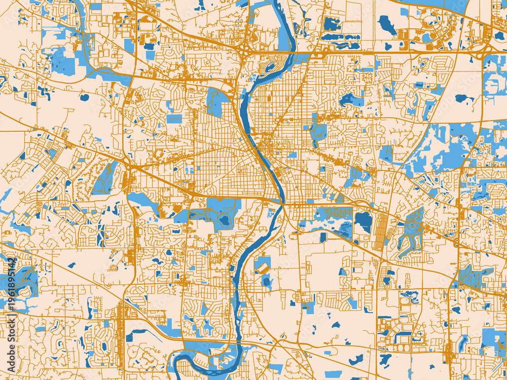 Fototapeta premium City street layout of Elgin, Illinois