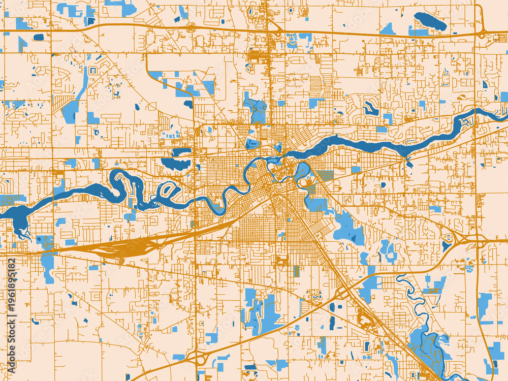 Naklejka premium Urban map background of Elkhart, Indiana