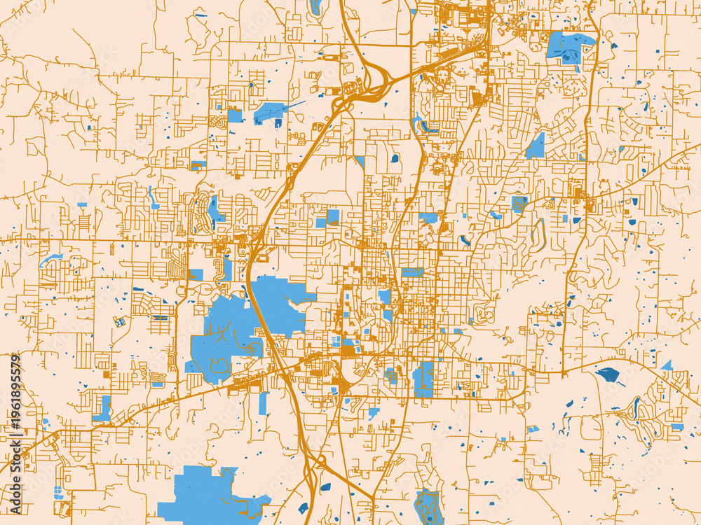 Fototapeta premium Decorative city map of Fayetteville, Arkansas