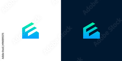 Sleek and abstract lettermark logo design showcasing a sophisticated blue-green gradient, creating a dynamic and modern visual identity for contemporary businesses