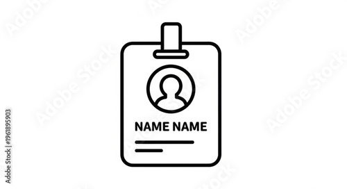 Identification Badge Icon - Employee or Visitor Access Pass Design.