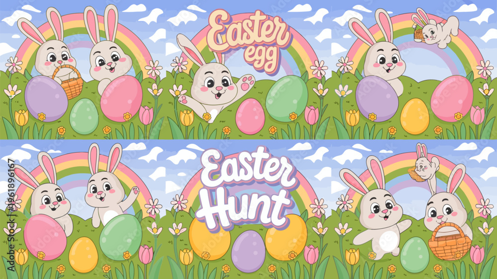 Naklejka premium easter bunny with eggs