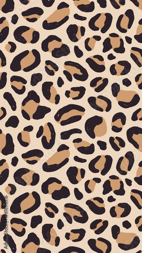 Black Beige Leopard Pattern Phone Wallpaper  