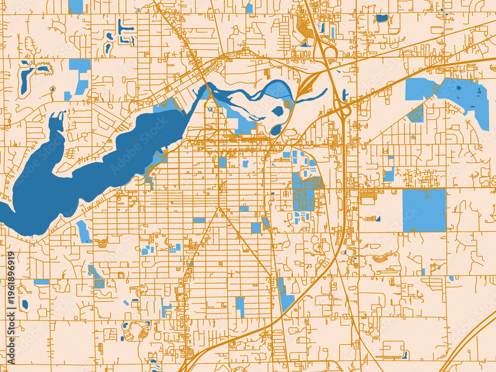 Fototapeta premium Graphic city map artwork of Holland, Michigan
