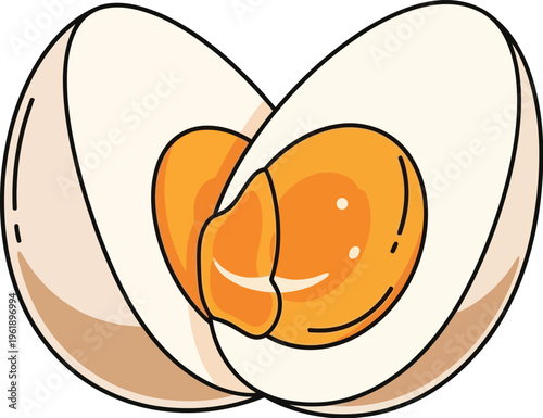 Salted duck egg cut in half reveals a rich, orange preserved yolk interior.