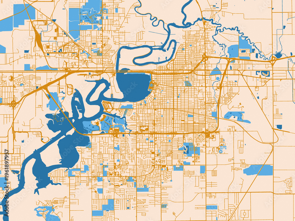 Fototapeta premium Lake Charles, Louisiana – city map