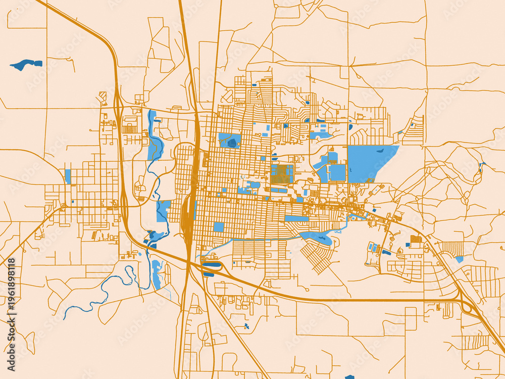 Fototapeta premium Street network map of Laramie, Wyoming