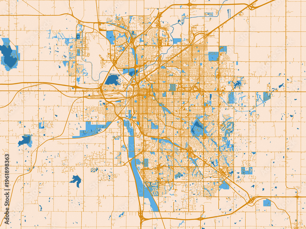 Fototapeta premium Urban map background of Lincoln, Nebraska