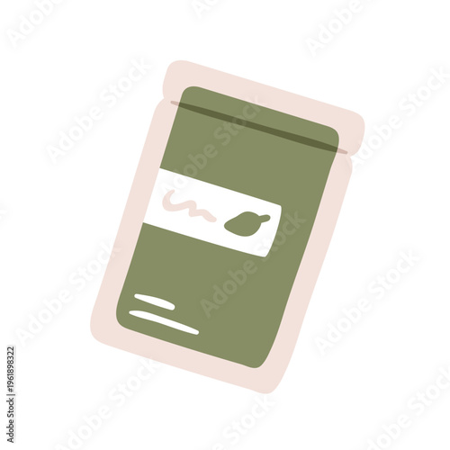 Face mask sheet. Skincare cosmetic in pouch, sachet. Eco skin care cosmetics in packet packaging with green label. Moisturizing product. Flat vector illustration isolated on white background