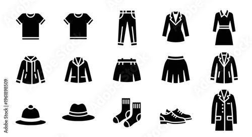 Clothing Icons - A Collection of Garment and Accessory Silhouettes.