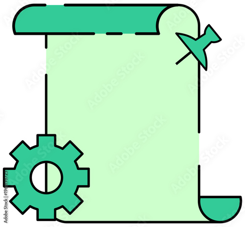 Office Document Pin Icon Editable Color Vector