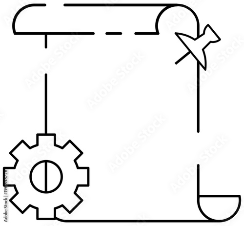 Office Document Pin Outline Icon Editable Color Vector