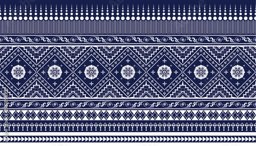 Embroidery ethnic pattern, Vector Geometric abstract background, Cross stitch classic aztec style,