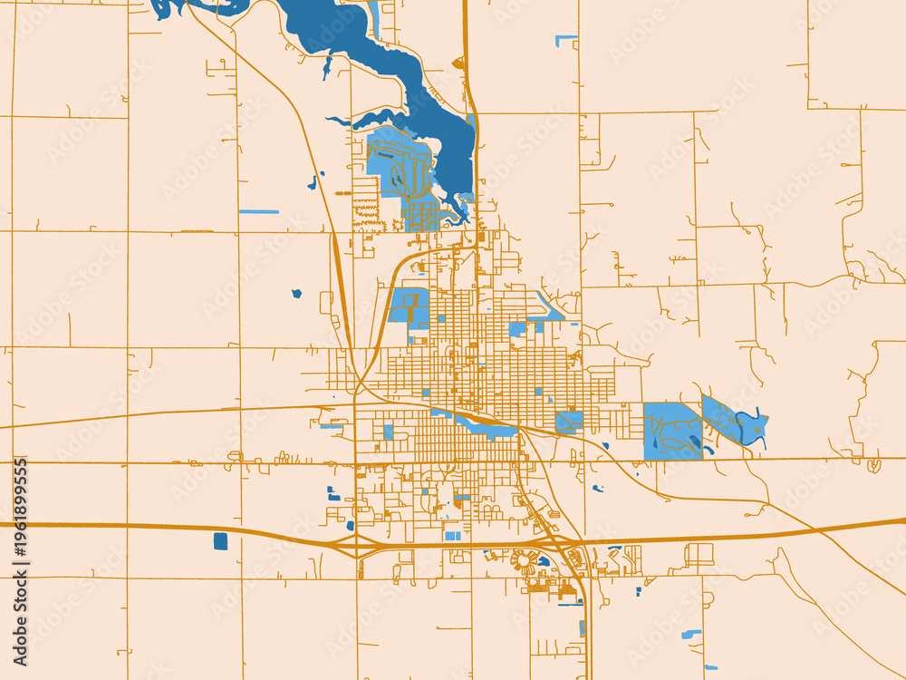Fototapeta premium Urban grid map of Mitchell, South Dakota
