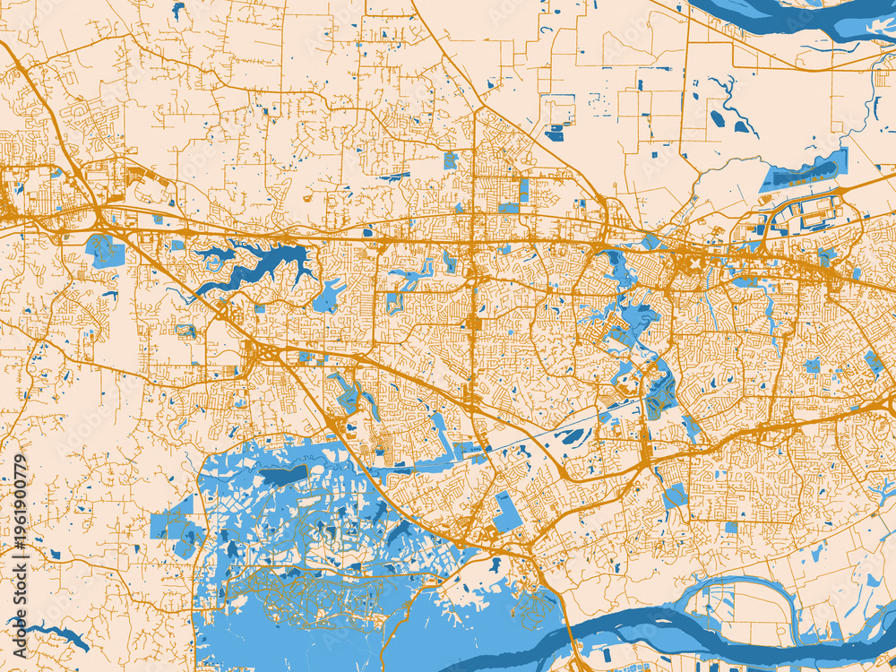 Fototapeta premium City map poster of O'Fallon, Missouri – gold and blue map palette
