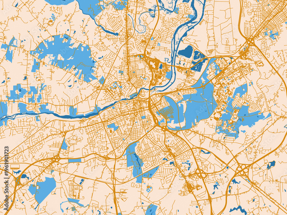 Fototapeta premium Petersburg street grid map, Virginia