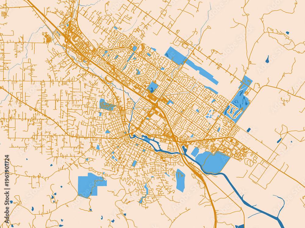 Fototapeta premium Urban cartographic illustration — Petaluma, California