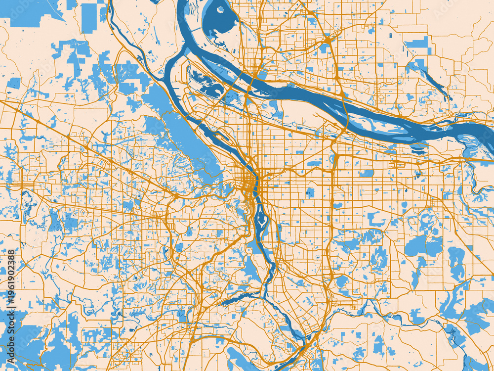 Fototapeta premium Geographic city layout of Portland, Oregon