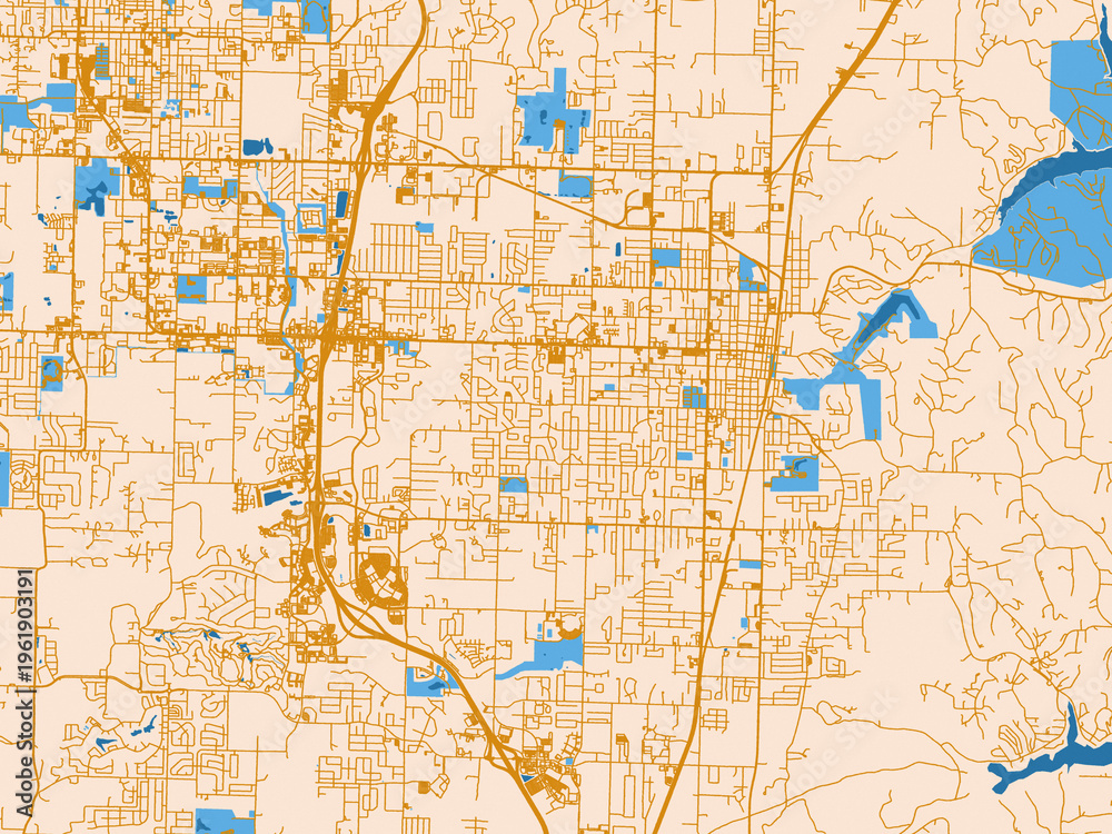 Fototapeta premium Urban street grid of Rogers, Arkansas