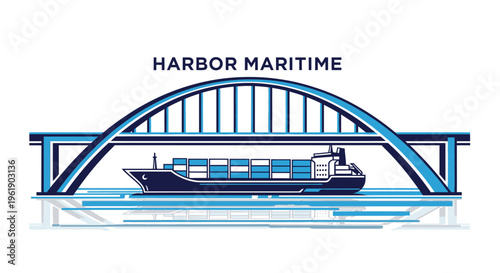 Container Ship Passing Under Bridge - Global Trade and Logistics