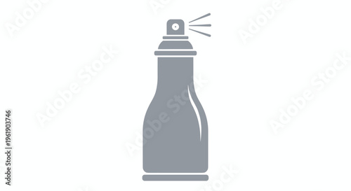 Simple gray spray bottle or can, shown dispensing a fine mist, widely used for cleaning, personal care, or various household applications.