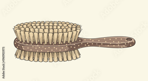 Versatile double-sided hair brush with natural bristles and a patterned handle, ideal for smoothing, detangling, and styling hair.