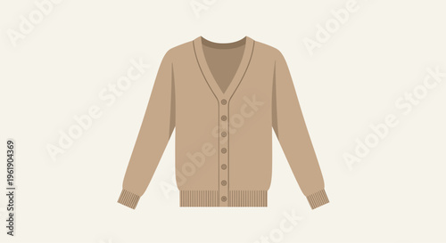 Cozy beige V-neck cardigan with long sleeves and front buttons, a versatile layering piece for comfortable and stylish outfits.