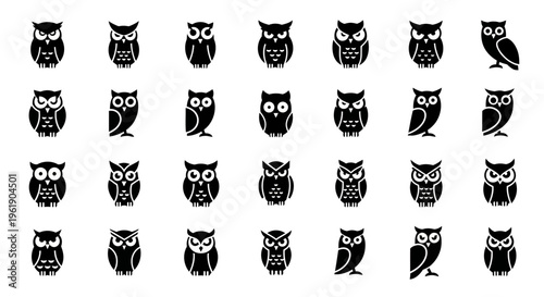Collection of Owl Icons Vector Set