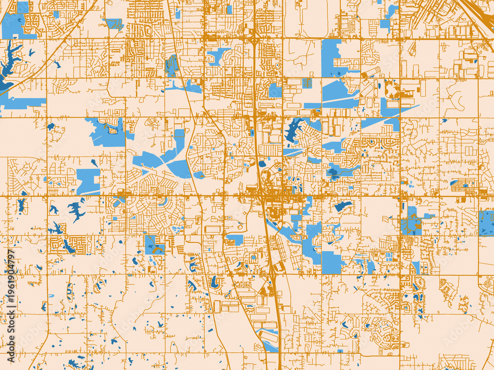 Naklejka premium Cartographic city illustration of Southaven, Mississippi