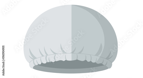 Simple grey shower cap with an elastic band, essential for protecting hair from water during bathing or showering routines.