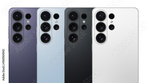 26 Ultra - Smartphone screen mockup back view. Phone mockup with transparent screen. Vector EPS 10