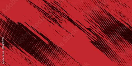 Red halftone dots blue color pattern gradient grunge texture background. Dot pop art comic sport style vector illustration. Eps10